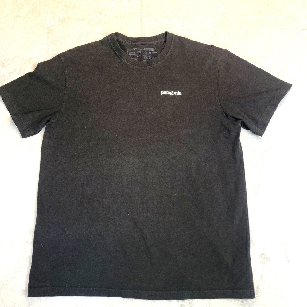 Patagonia Responsibili-Tee P-6‎ Logo T-Shirt Black Men's Large Regular Fit